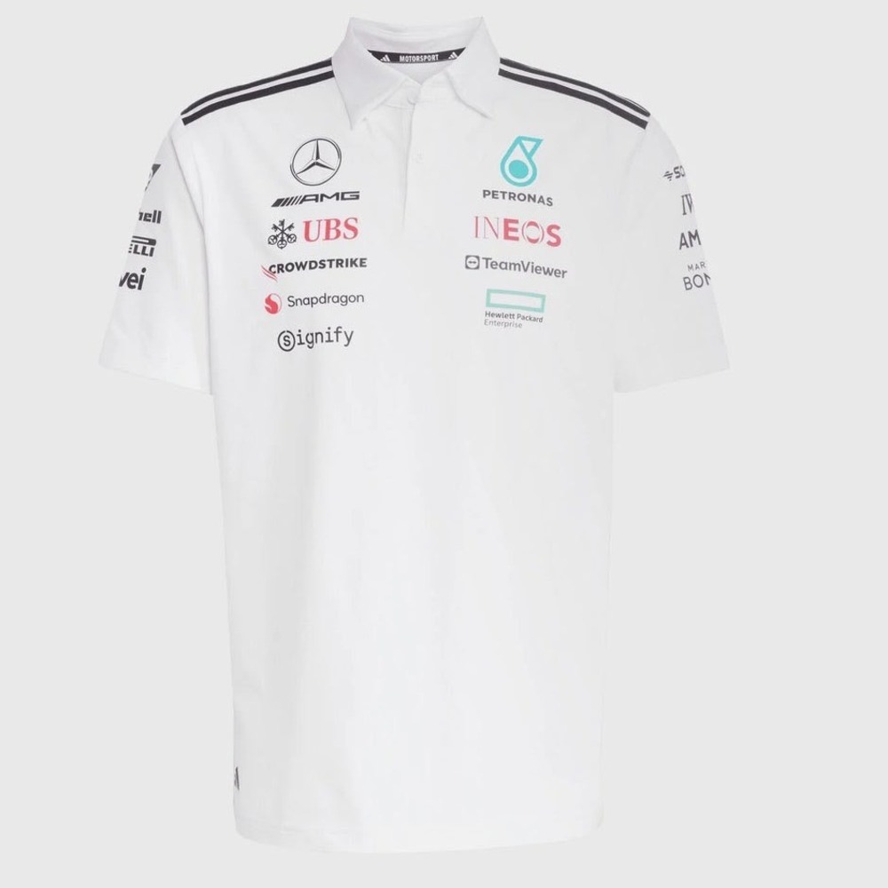 Mercedes-AMG Petronas F1 Team Adidas Polo Shirt White Large New With Tags